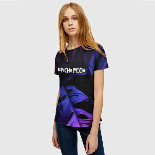 Женская футболка 3D Depeche Mode neon monstera, цвет 3D печать - фото 3