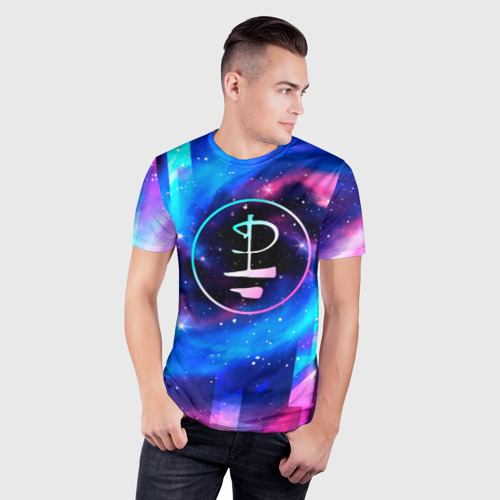 Мужская футболка 3D Slim Pink Floyd неоновый космос, цвет 3D печать - фото 3
