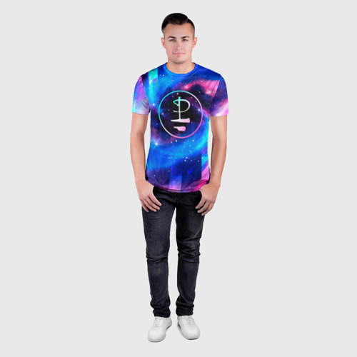 Мужская футболка 3D Slim Pink Floyd неоновый космос, цвет 3D печать - фото 4