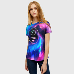 Женская футболка 3D Pink Floyd неоновый космос - фото 2