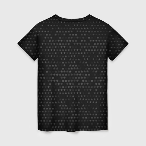 Женская футболка 3D с принтом Radiohead glitch на темном фоне: символ сверху, вид сзади #1