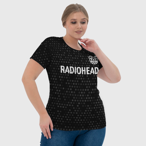 Женская футболка 3D с принтом Radiohead glitch на темном фоне: символ сверху, фото #4