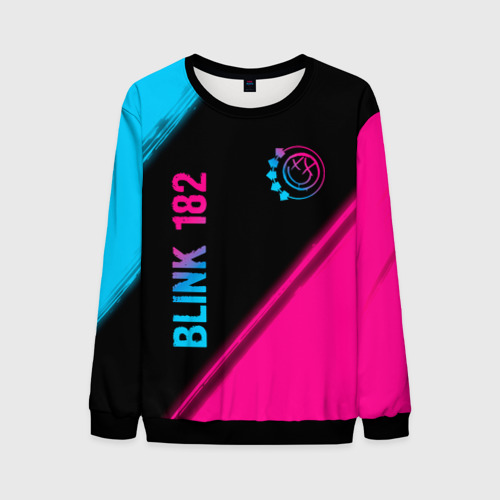 Мужской свитшот 3D Blink 182 - neon gradient: надпись, символ, цвет черный