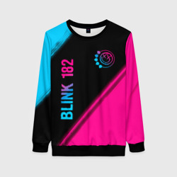 Женский свитшот 3D Blink 182 - neon gradient: надпись, символ