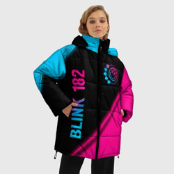 Женская зимняя куртка Oversize Blink 182 - neon gradient: надпись, символ - фото 2