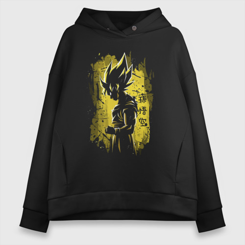 Женское худи Oversize хлопок Goku Son - Dragon Ball - Character, цвет черный