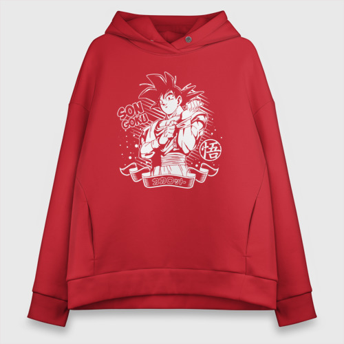 Женское худи Oversize хлопок Son Goku - character - Dragon Ball, цвет красный