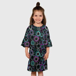 Детское платье 3D Узор ретро круги и кольца на черном фоне - фото 2