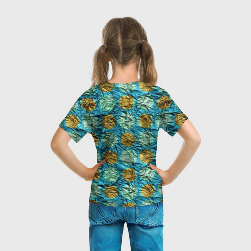 Детская футболка 3D с принтом Фольга от шоколадной конфеты - текстура, вид сзади #2