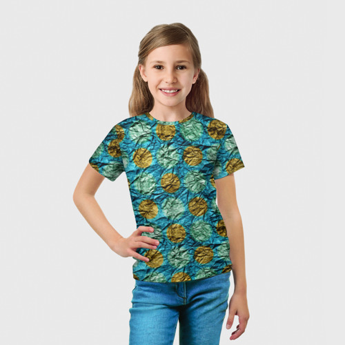 Детская футболка 3D с принтом Фольга от шоколадной конфеты - текстура, вид сбоку #3