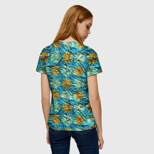 Женская футболка 3D с принтом Фольга от шоколадной конфеты - текстура, вид сзади #2