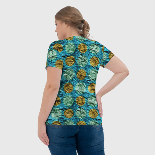 Женская футболка 3D с принтом Фольга от шоколадной конфеты - текстура, вид сзади #2