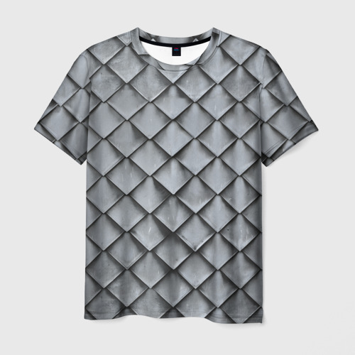 Мужская футболка с принтом Металлическая черепица - текстура, вид спереди №1
