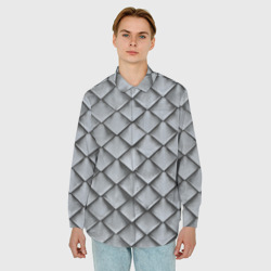 Мужская рубашка oversize 3D Металлическая черепица - текстура - фото 2