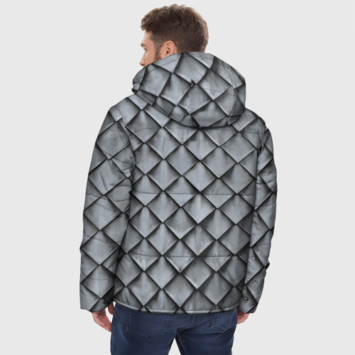 Мужская зимняя куртка 3D Металлическая черепица - текстура, цвет черный - фото 4
