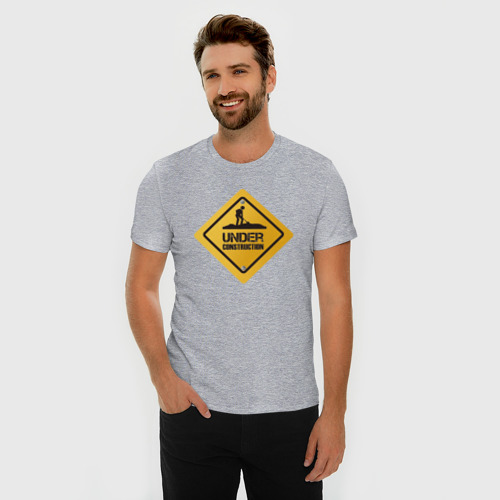 Мужская футболка хлопок Slim с принтом Знак - в разработке, фото на моделе #1