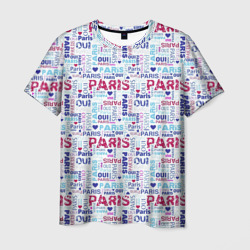Мужская футболка 3D Парижская бумага с надписями - текстура