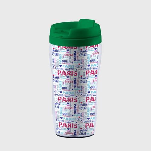 Термокружка-непроливайка Парижская бумага с надписями - текстура, цвет зеленый