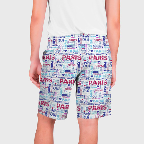 Мужские шорты 3D Парижская бумага с надписями - текстура, цвет 3D печать - фото 2