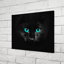 Холст прямоугольный Чёрный кот с бирюзовыми глазами - фото 2