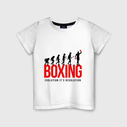 Детская футболка хлопок Boxing evolution, цвет белый