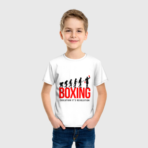 Детская футболка хлопок Boxing evolution, цвет белый - фото 3