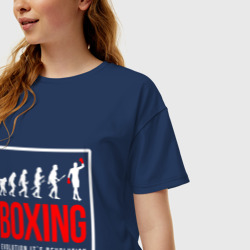 Женская футболка хлопок Oversize Boxing evolution its revolution - фото 2