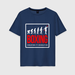 Женская футболка хлопок Oversize Boxing evolution its revolution