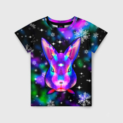 Детская футболка 3D Неоновый кролик