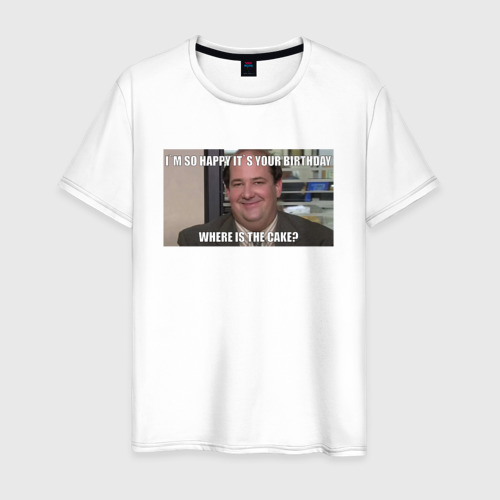Мужская футболка из хлопка с принтом Office - It`s your birthday, вид спереди №1