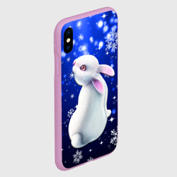 Чехол для iPhone XS Max матовый Белый кролик в снежинках - фото 2