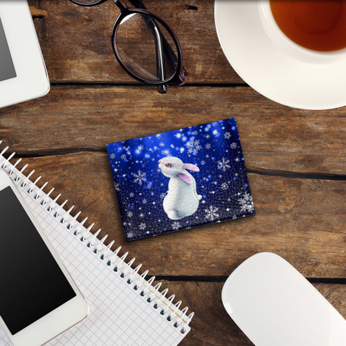 Обложка для студенческого билета Белый кролик в снежинках, цвет черный - фото 3