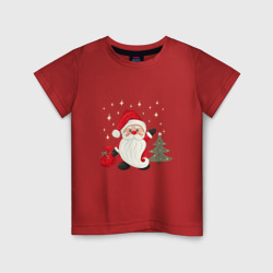 Детская футболка хлопок Дед Мороз с подарками Новый год