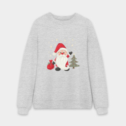 Мужской свитшот oversize без начеса хлопок Дед Мороз с подарками Новый год