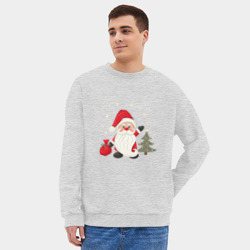 Мужской свитшот oversize без начеса хлопок Дед Мороз с подарками Новый год - фото 2