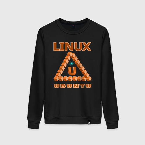 Женский свитшот хлопок с принтом Линукс LINUX ubuntu, вид спереди #2