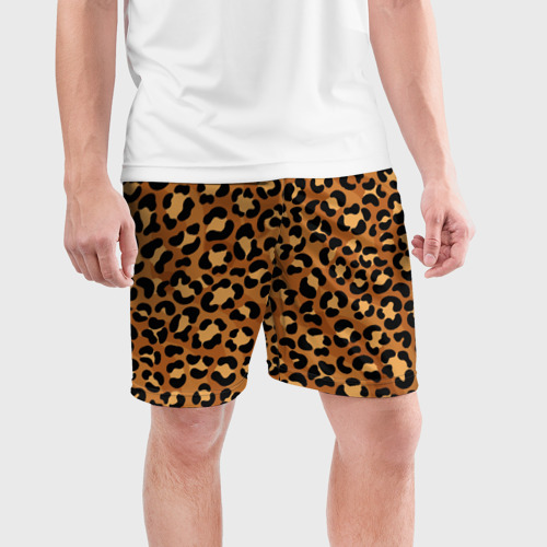 Мужские шорты спортивные Леопардовый цвет, цвет 3D печать - фото 3