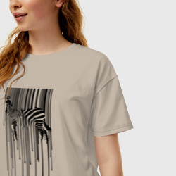 Женская футболка хлопок Oversize Зебра - штрих код - фото 2