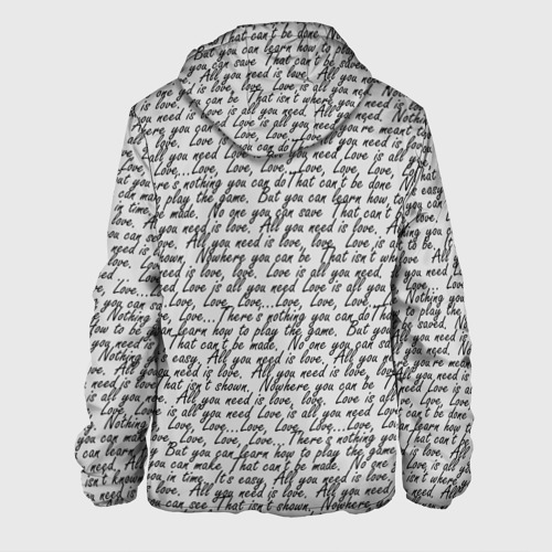 Мужская куртка 3D с принтом Текст песни: что вам нужно - это любовь, вид сзади #1