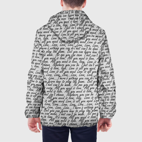 Мужская куртка 3D с принтом Текст песни: что вам нужно - это любовь, вид сзади #2