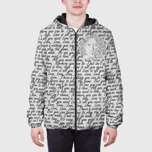 Мужская куртка 3D с принтом Текст песни: что вам нужно - это любовь, вид сбоку #3