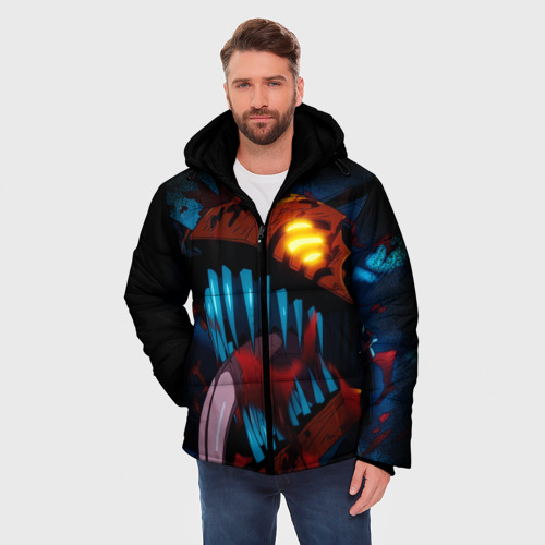 Мужская зимняя куртка 3D Ярость человека бензопилы - Дэнджи, цвет светло-серый - фото 3