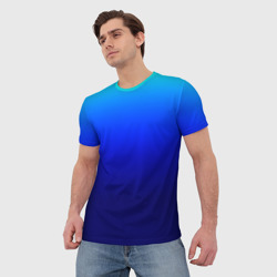 Мужская футболка 3D Сине-голубой градиент без рисунка - фото 2