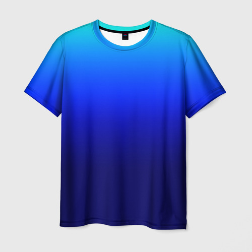 Мужская футболка с принтом Сине-голубой градиент без рисунка, вид спереди №1
