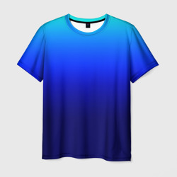 Мужская футболка 3D Сине-голубой градиент без рисунка