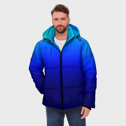 Мужская зимняя куртка 3D Сине-голубой градиент без рисунка - фото 2