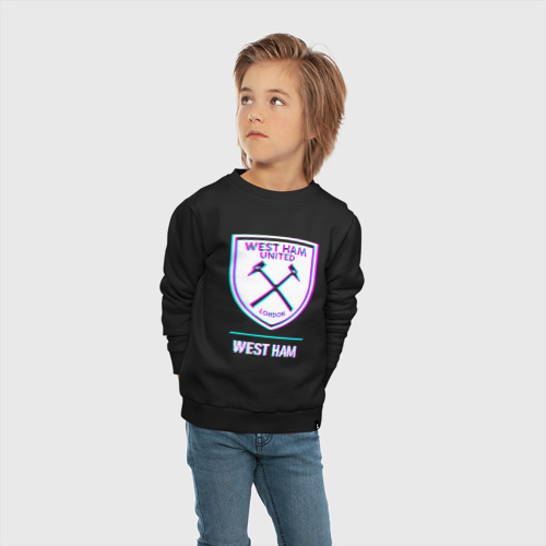 Детский свитшот хлопок с принтом West Ham FC в стиле glitch, вид сбоку #3