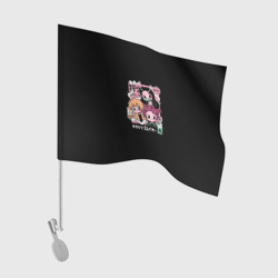 Флаг для автомобиля Клинок, рассекающий демонов чиби Герои Танджиро, Зенитцу и Недзуко