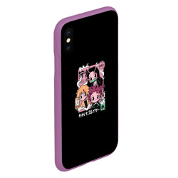 Чехол для iPhone XS Max матовый Клинок, рассекающий демонов чиби Герои Танджиро, Зенитцу и Недзуко - фото 2