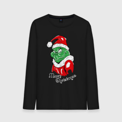 Мужской лонгслив хлопок Merry Christmas, Santa Claus Grinch